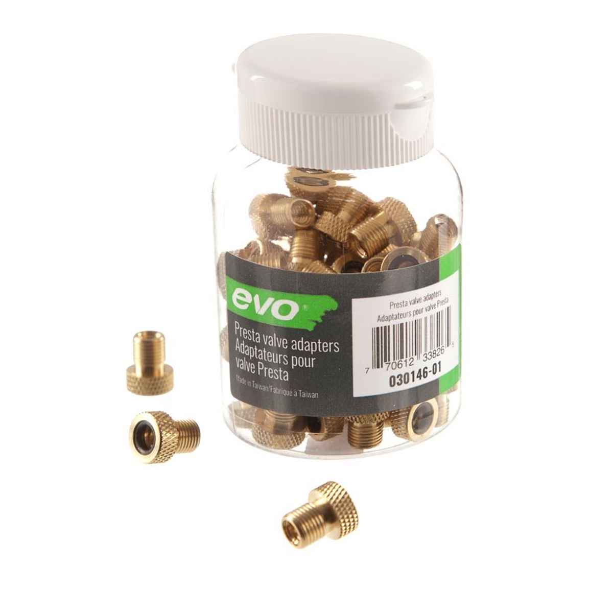 EVO 50 Pcs Brass Presta Valve Adapters for Road & Mountain Bikes  Convert Presta to Schrader Valves - Inflate Tire Using Standard Pump or Air Compress