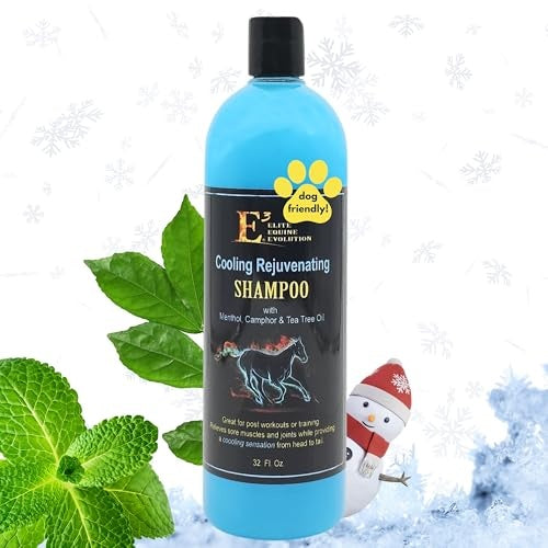 E3 Cooling & Rejuvenating Horse Shampoo - 32 Oz | Soothing Relief for Horses & Pets Luxurious Cleanse with Soothing Cooling Effect
