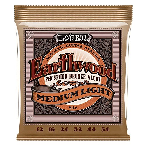 Ernie Ball 2146 Earthwood Medium Light Phosphor Bronze Acoustic Guitar Strings 12-54