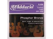 D Addario EJ26 Phosphor Bronze Acoustic Guitar Strings  Custom Light  11-52