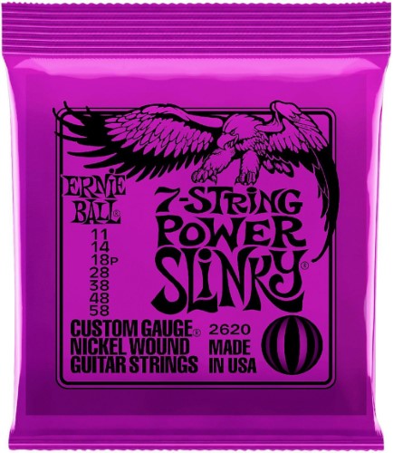 Ernie Ball 2620 Power Slinky 7 String Guitar String Set  11-58