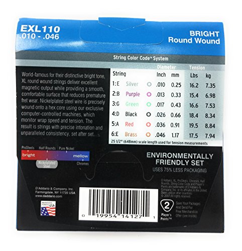 D Addario EXL110 Nickel Wound Electric Guitar Strings  Regular Light  10-46