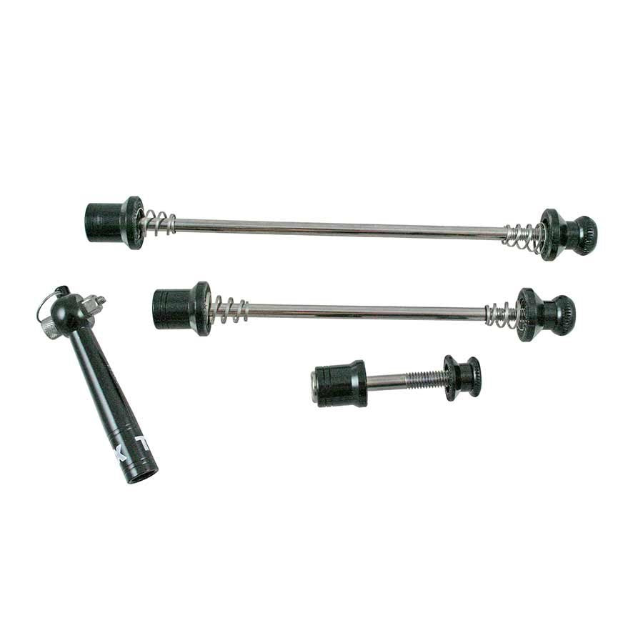 EVO Anti-Theft Quick Release Skewer Set for Front and Rear Axle Wheel Hub and Seatpost with Locking Key - 100mm  135mm and 45mm