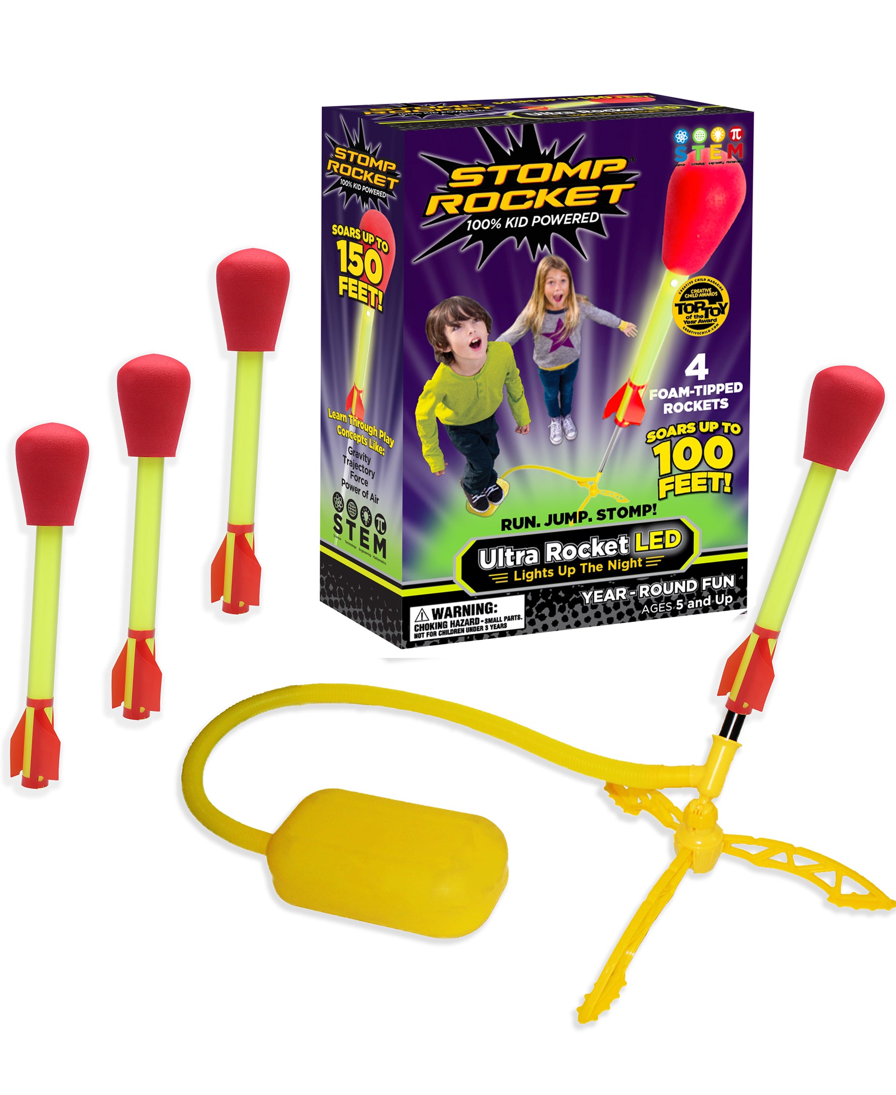 Stomp Rocket® Ultra LED Rocket Launcher with 4 Foam-Tipped Rockets