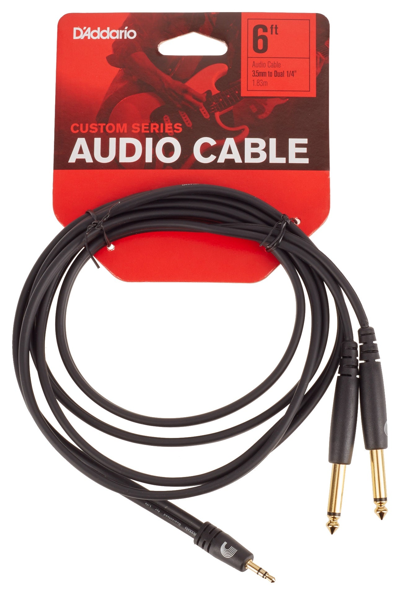 D Addario Custom Series 1/8” to Dual 1/4” Audio 6 Ft Cables