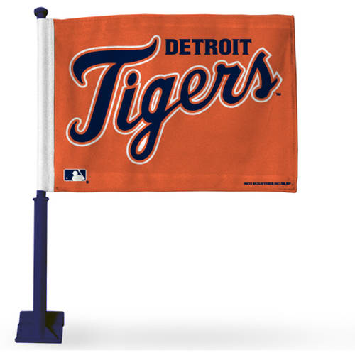 Rico Industries MLB Tigers Car Flag with Colored Pole, Navy Pole