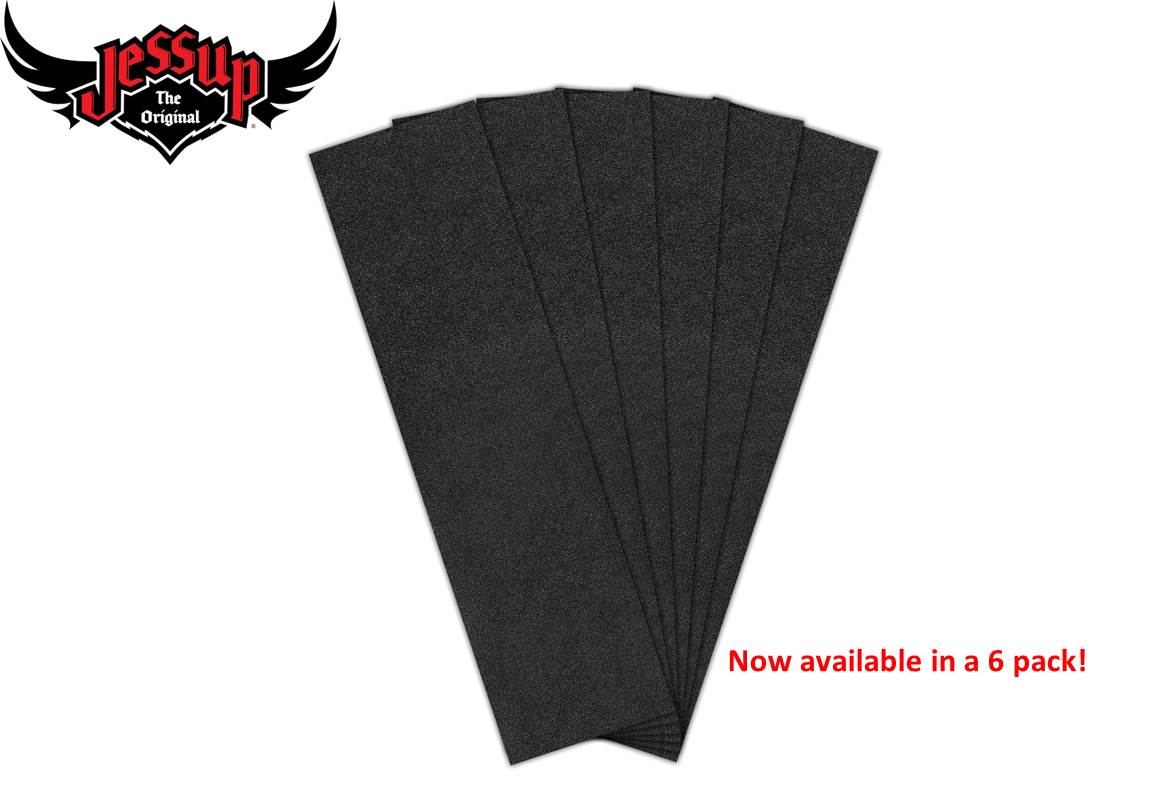 Jessup Griptape, the Original, 9" X 33" Skateboard Griptape. the Perfect Amount of Grip, Bubble Free & Easy to Apply. (9-Inch X 33-Inch, Black, 6 Pack