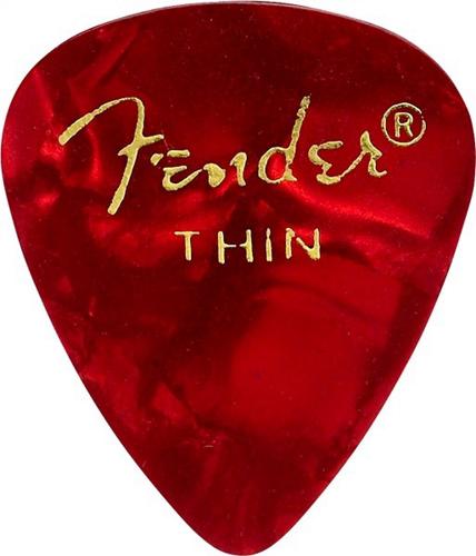 Fender 351 Shape Premium Celluloid Picks - Thin Red Moto 12-pack
