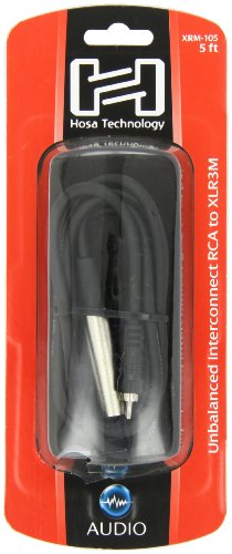 Hosa XRM 105 - Audio Cable - RCA Male to XLR3 Male - 5 Ft - Black