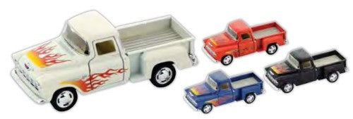 Die Cast 55  Chevy Pick up Truck with Flames (Sold Individually - Colors Vary)