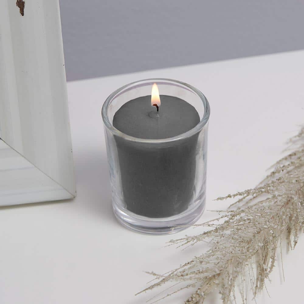 ROOT CANDLES Classics 20-Hour Velvet Scented Votive Candle (Set of 18), Grey