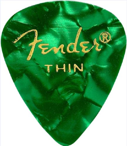 Fender 351 Shape Premium Celluloid Picks - Thin Green Moto 12-pack