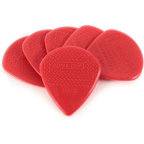 DUN-47P3N138 Dunlop Jazz3 Red Nylon Sharp Tip 6 Pack