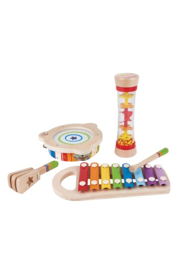 Hape Toddler Beat Box Set  Wooden Music Toy Set E8148  L: 15.8  W: 2.8  H: 14.2 Inch  (Model: E8148)  Multicolor