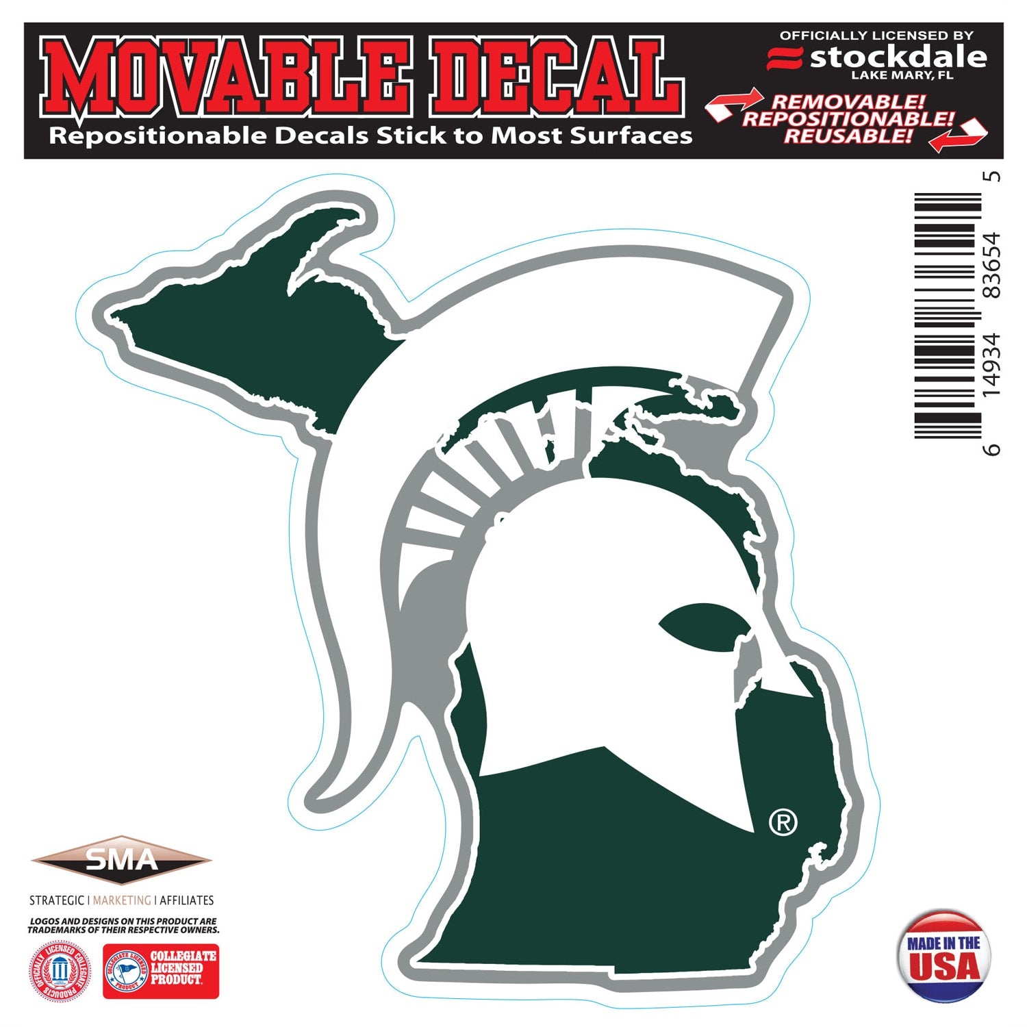 Michigan State Spartans 6 X Repositionable Shape Decal