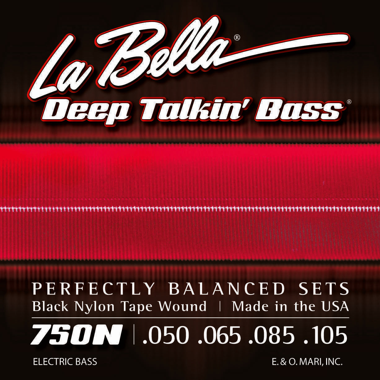 La Bella 750N Black Nylon Tape Wound Bass Strings