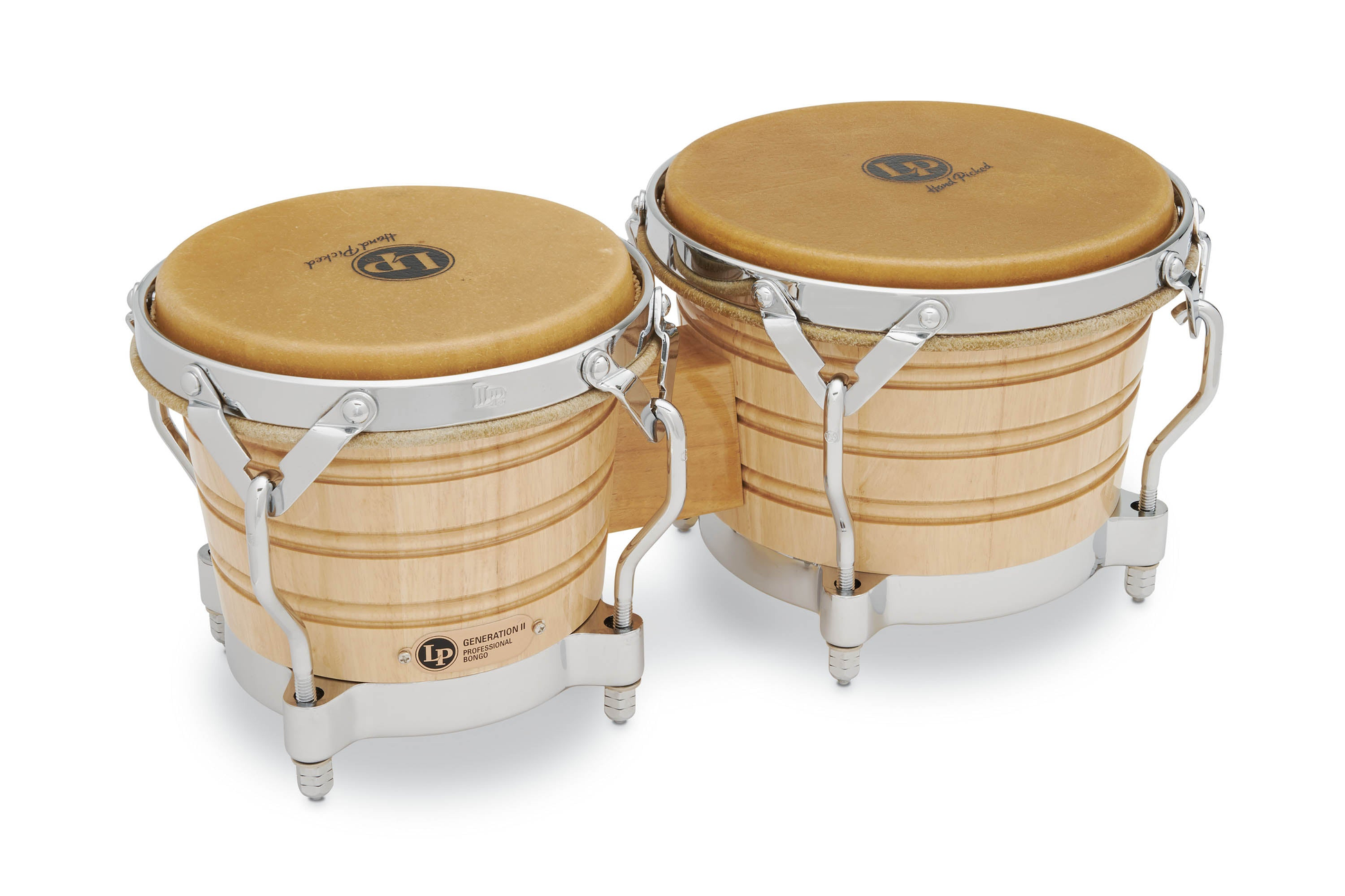 Latin Percussion LP201AX-2 7-1/4" and 8-5/8" Bongos - Natural with Chrome Hardware Natural