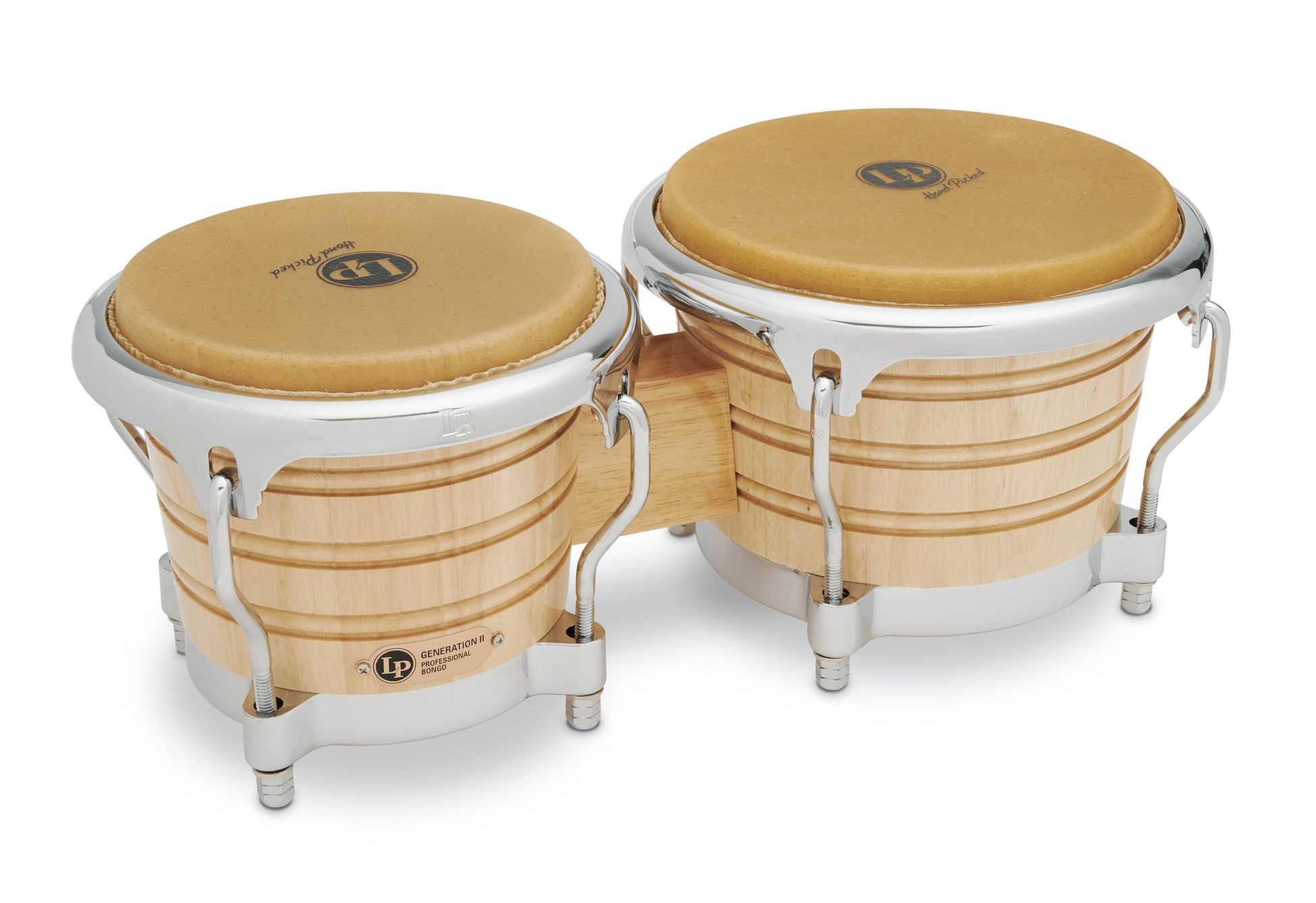 Latin Percussion LP201AX-2 7-1/4" and 8-5/8" Bongos - Natural with Chrome Hardware Natural