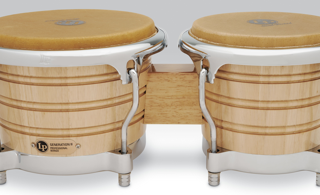 Latin Percussion LP201AX-2 7-1/4" and 8-5/8" Bongos - Natural with Chrome Hardware Natural