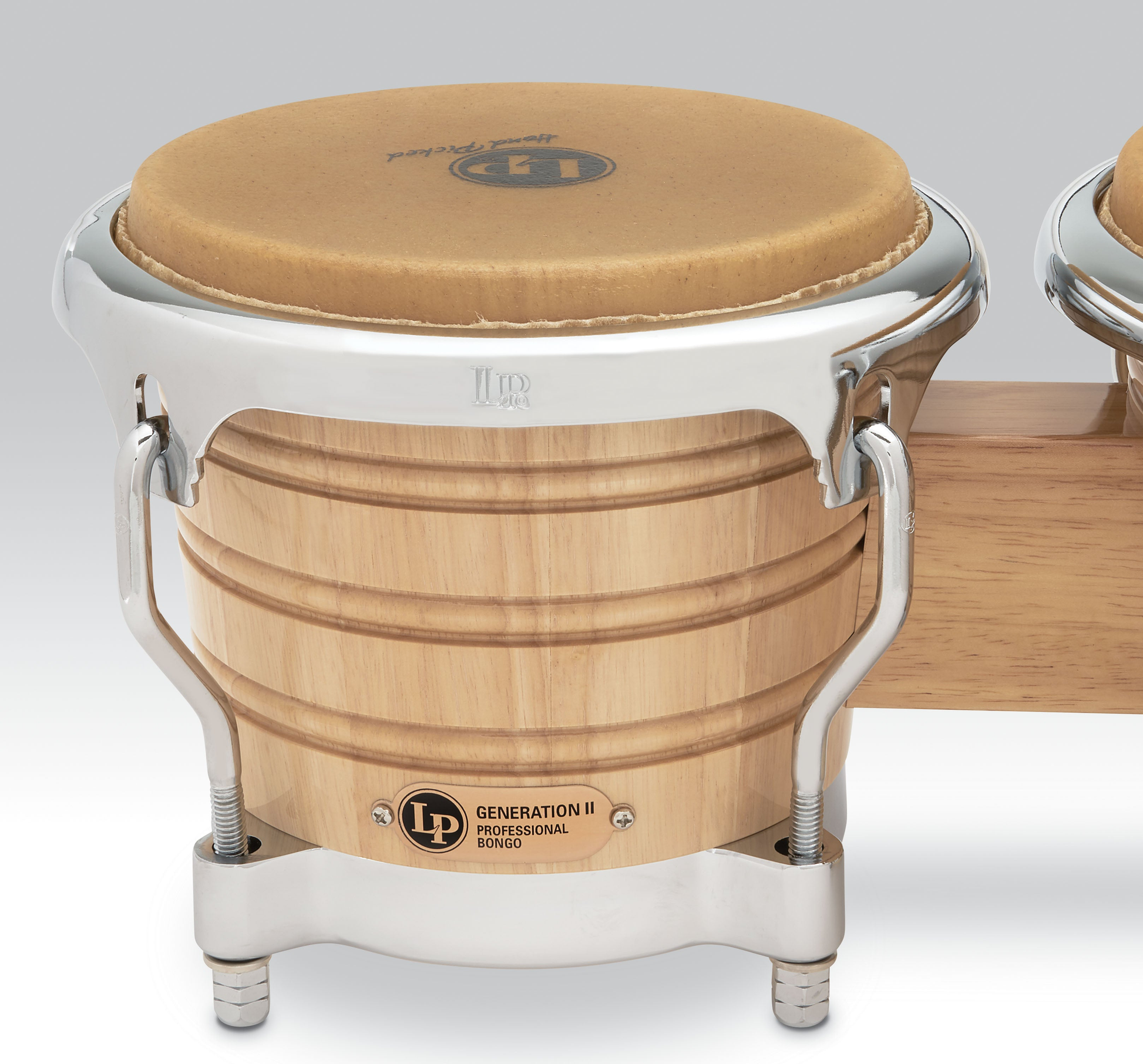 Latin Percussion LP201AX-2 7-1/4" and 8-5/8" Bongos - Natural with Chrome Hardware Natural
